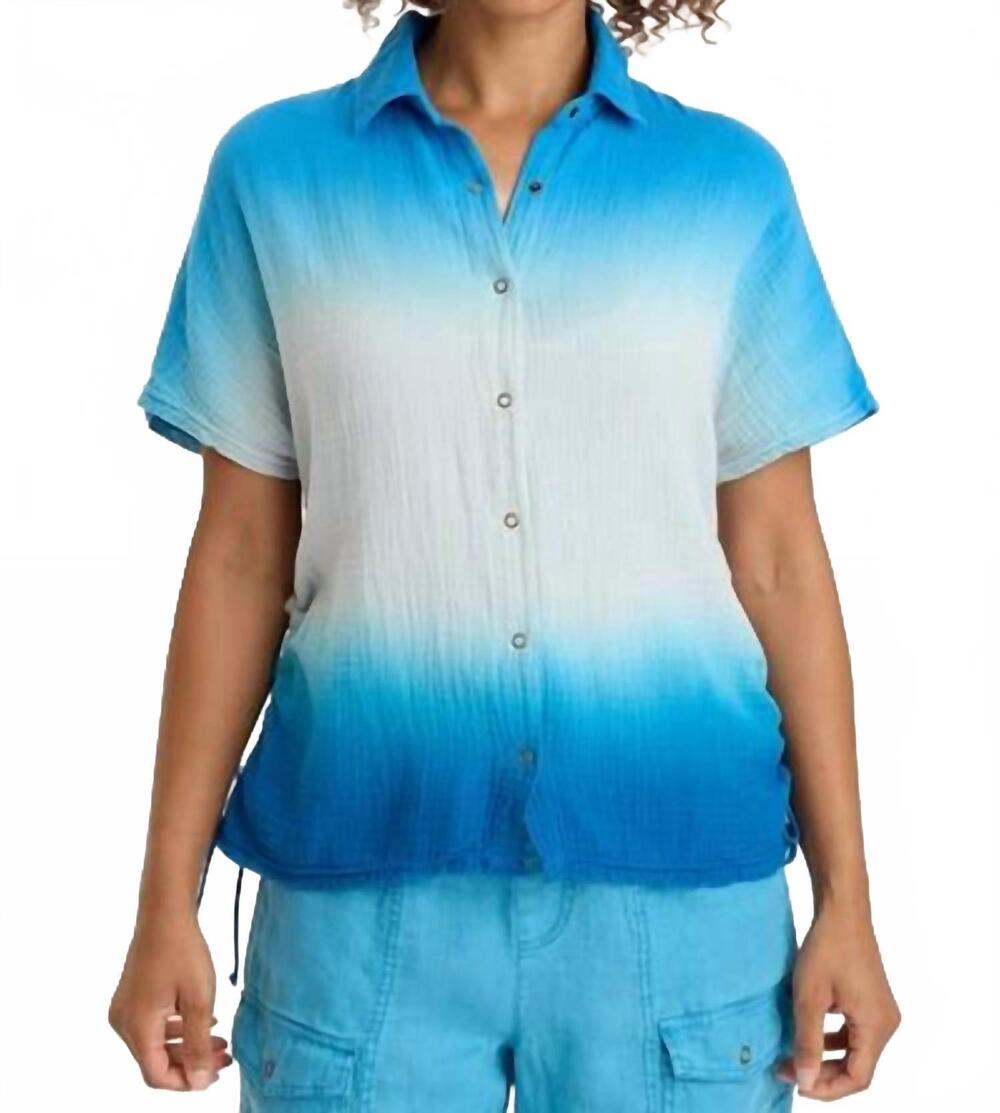 NEW XCVI creston gauze snap-up top in motley ombre kismet